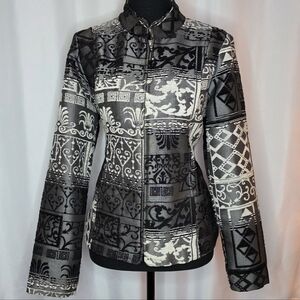 Christopher & Banks Black & Silver Baroque Jacket | Tailored Statement Piece